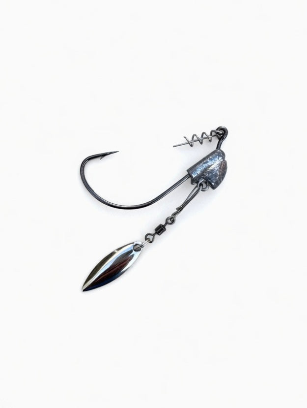 New - Gator Blade 1/4 oz Underspin Swimbait Hook – 3/0 Stout Forged Willow Blade Flash for Predatory Fish (2 Per Pack) ⚡🐊