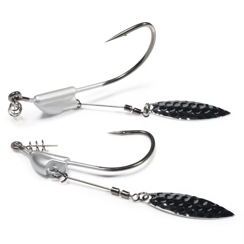 New - Gator Blade 1/4 oz Underspin Swimbait Hook – 3/0 Stout Forged Willow Blade Flash for Predatory Fish (2 Per Pack) ⚡🐊