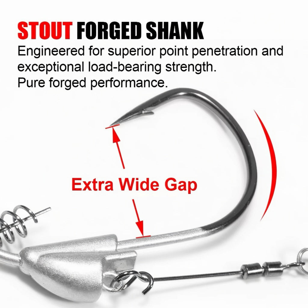 New - Gator Blade 1/4 oz Underspin Swimbait Hook – 3/0 Stout Forged Willow Blade Flash for Predatory Fish (2 Per Pack) ⚡🐊