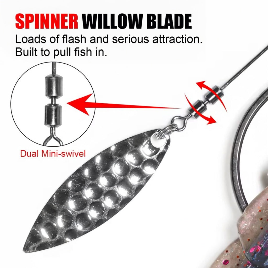 New - Gator Blade 1/4 oz Underspin Swimbait Hook – 3/0 Stout Forged Willow Blade Flash for Predatory Fish (2 Per Pack) ⚡🐊